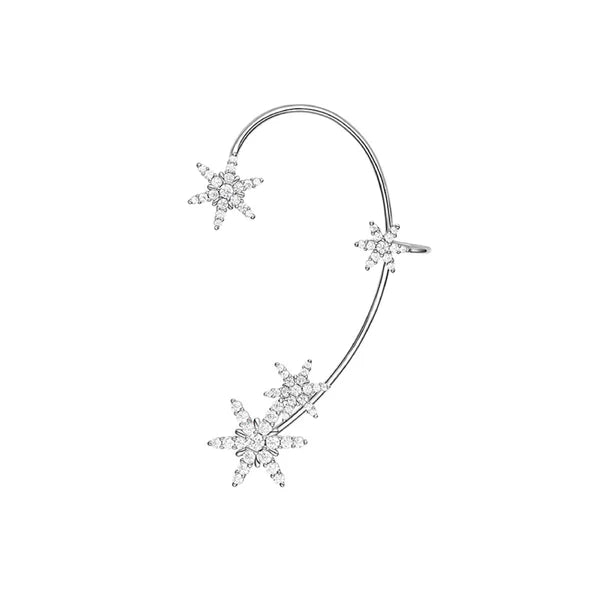 Delicate Snowflake Ear Cuff – Lightweight Silver and Gold Finish Earrings